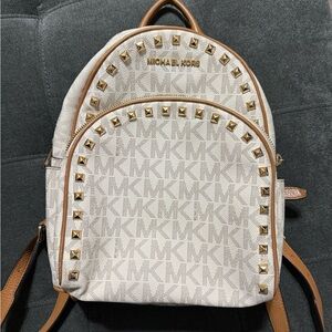 Michael Kors Abbey Medium Studded Pebbled Leather Backpack